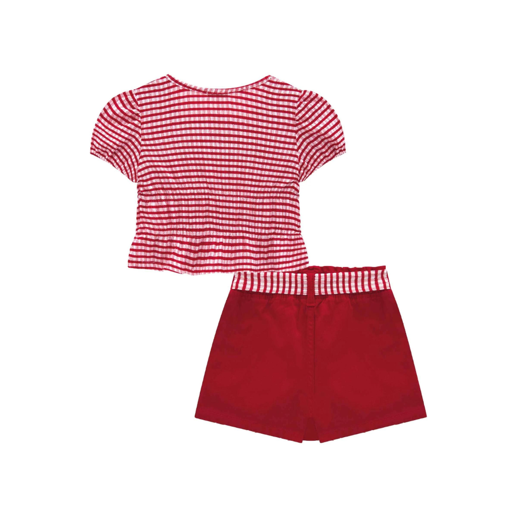 Infanti Boxy Vichy Mesh Blouse with Sarja Pita Short Skirt