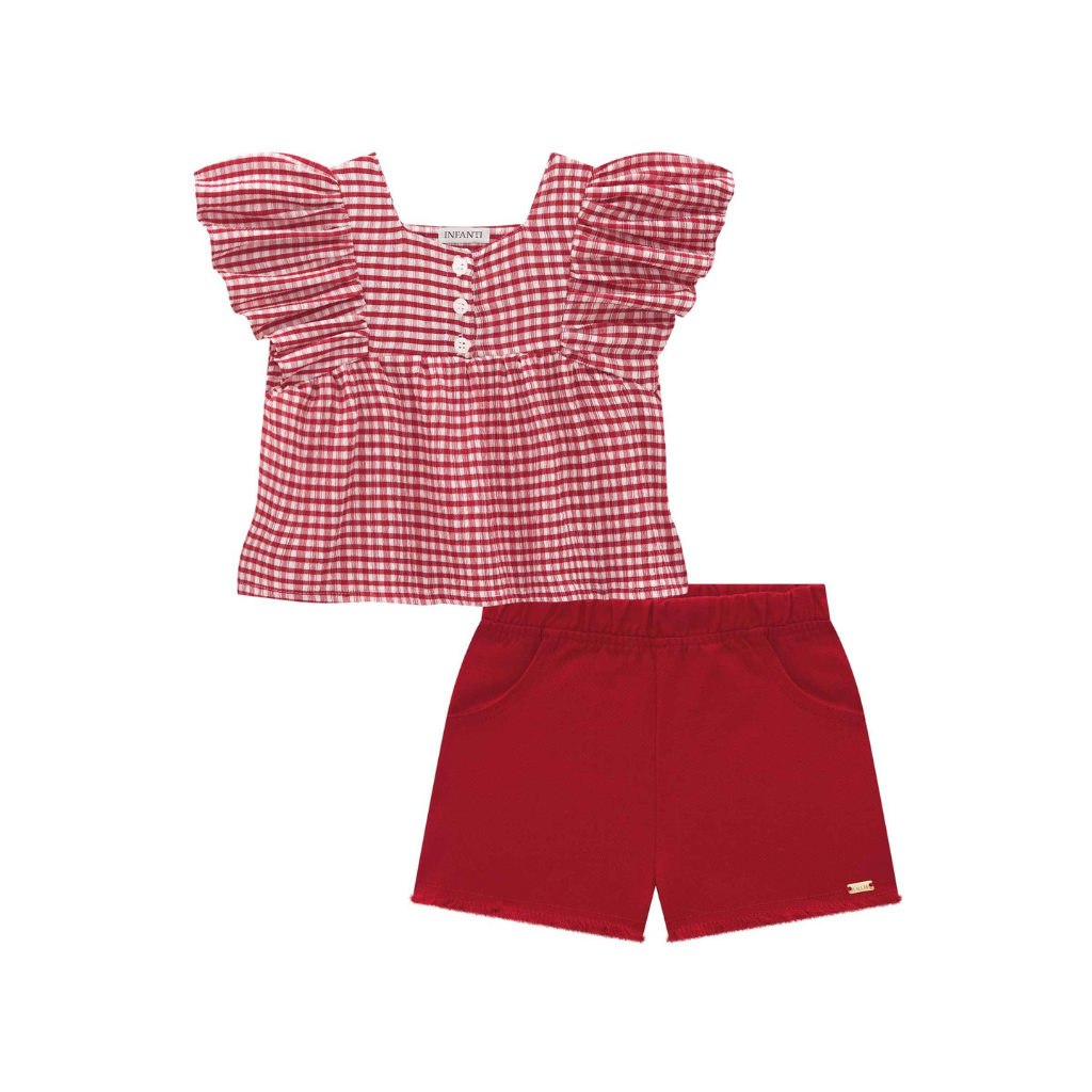 Infanti Vichy Mesh Shirt and Twill Pita Shorts