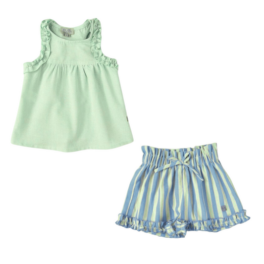 Jose Varon Lime Top and Shorts Set