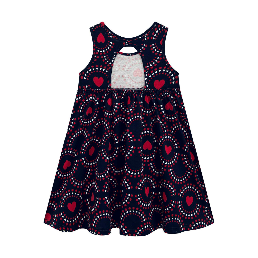 Kyly Black Dress with Red and White Hearts