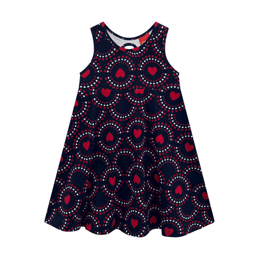 Kyly Black Dress with Red and White Hearts