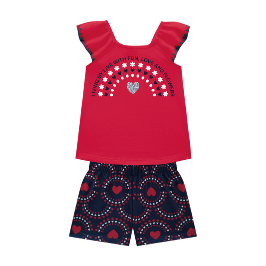 Kyly Fun Love and Flowers Tank Top and and Soft Cotton Shorts