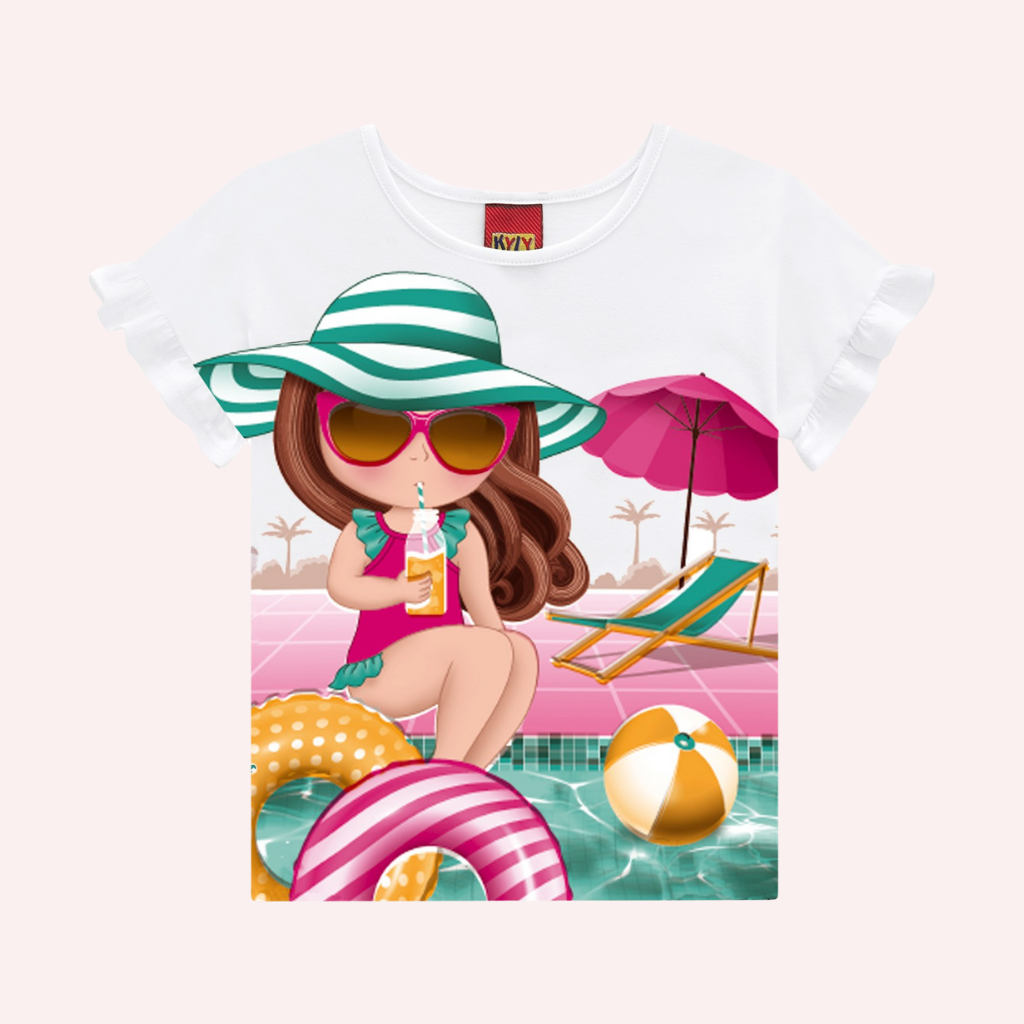 Kyly Poolside Graphic T-Shirt and Aqua Shorts