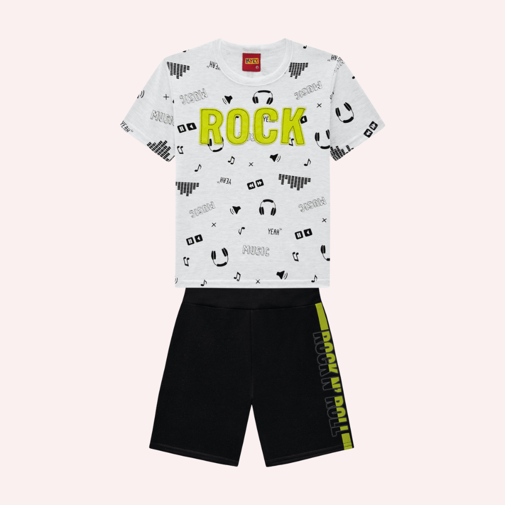 Kyly Rock N' Roll Graphic T-Shirt and Bermuda Shorts