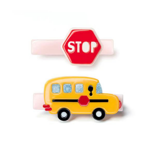 Lilies & Roses  Bus Yellow & Red Stop Sign Alligator Clips