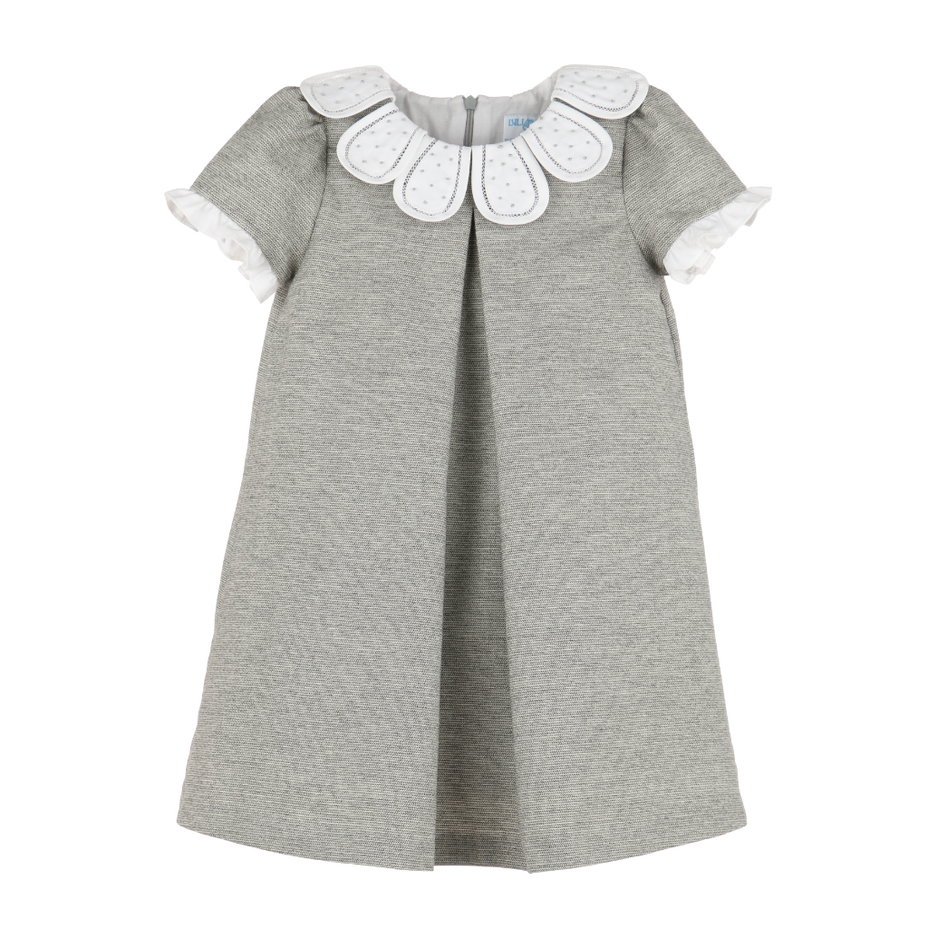 Luli & Me Grey Herringbone Petal Dress