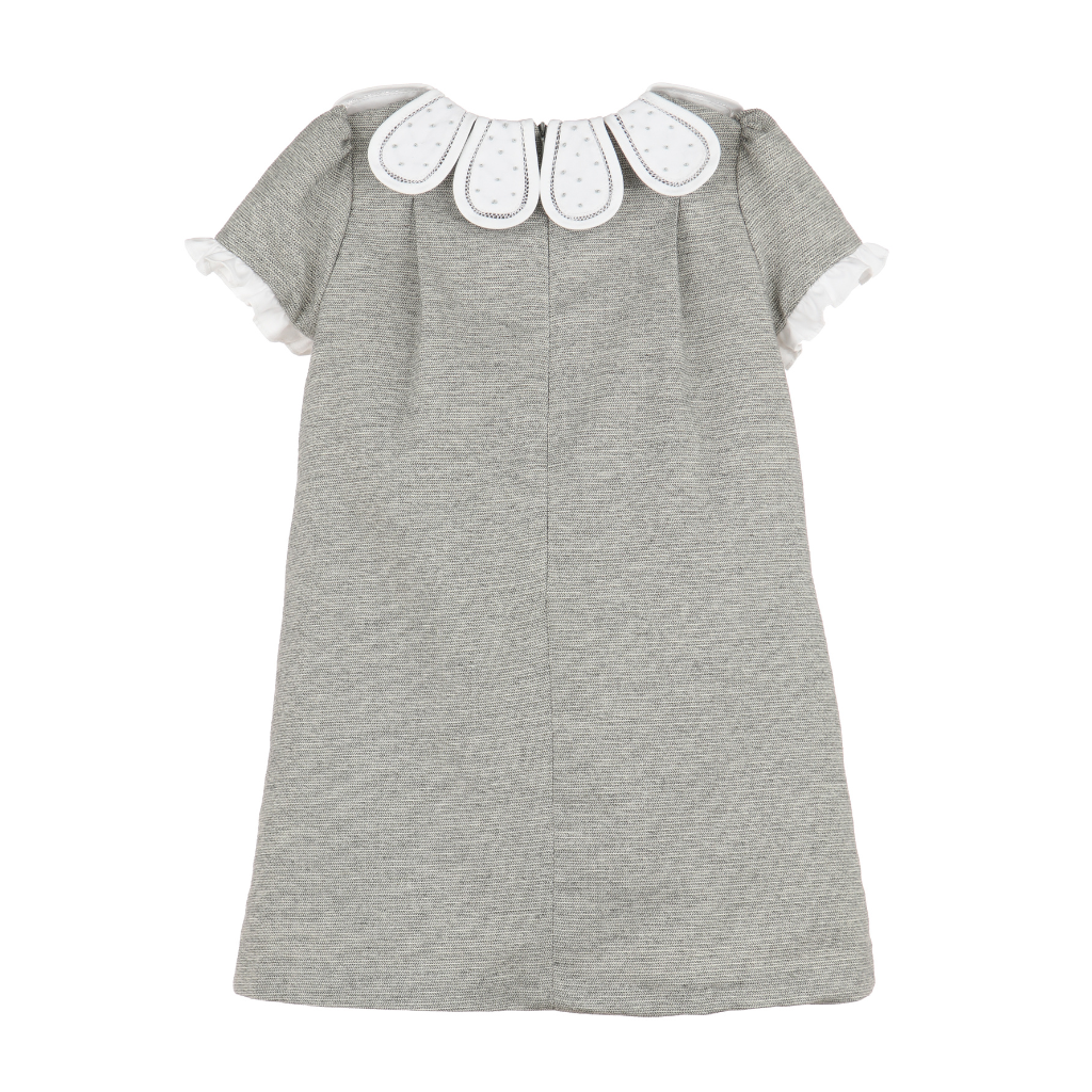 Luli & Me Grey Herringbone Petal Dress