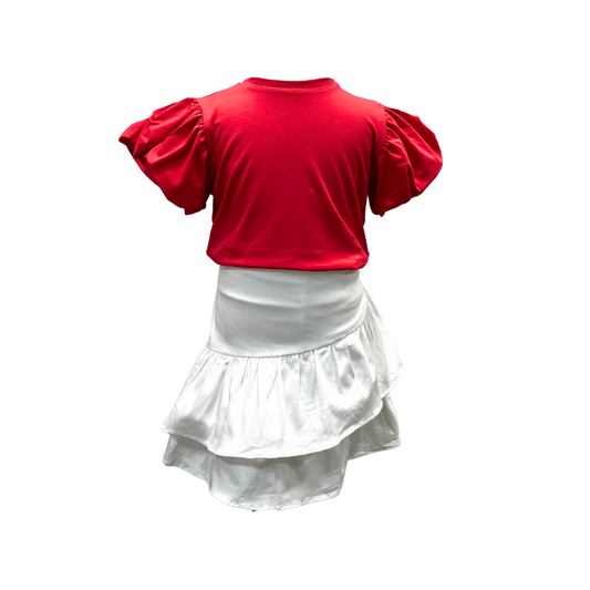 MAMAMIA Red Babilonia Shirt and White ISA II Skirt