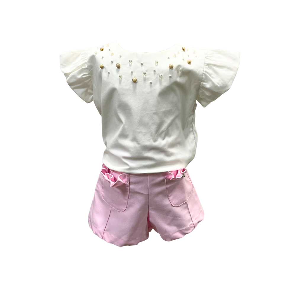 MAMAMIA White Tinni Shirt and Pink Tinni Shorts