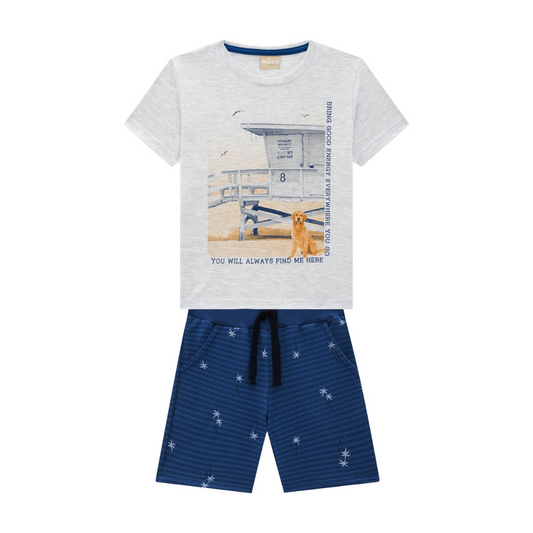 Milon Good Energy Graphic T-Shirt and Striped Cotton Shorts