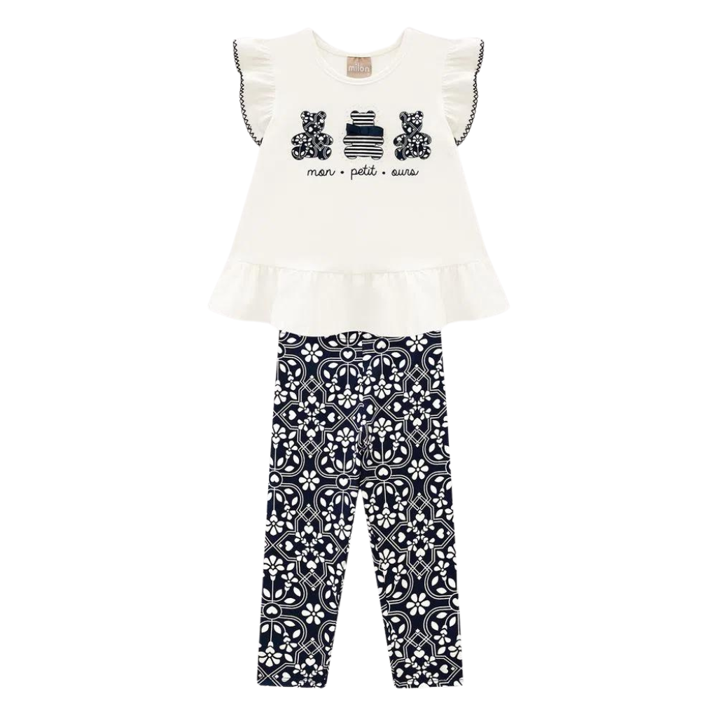 Milon Mon Petit Ours Ruffled Sleeves Shirt and Leggings