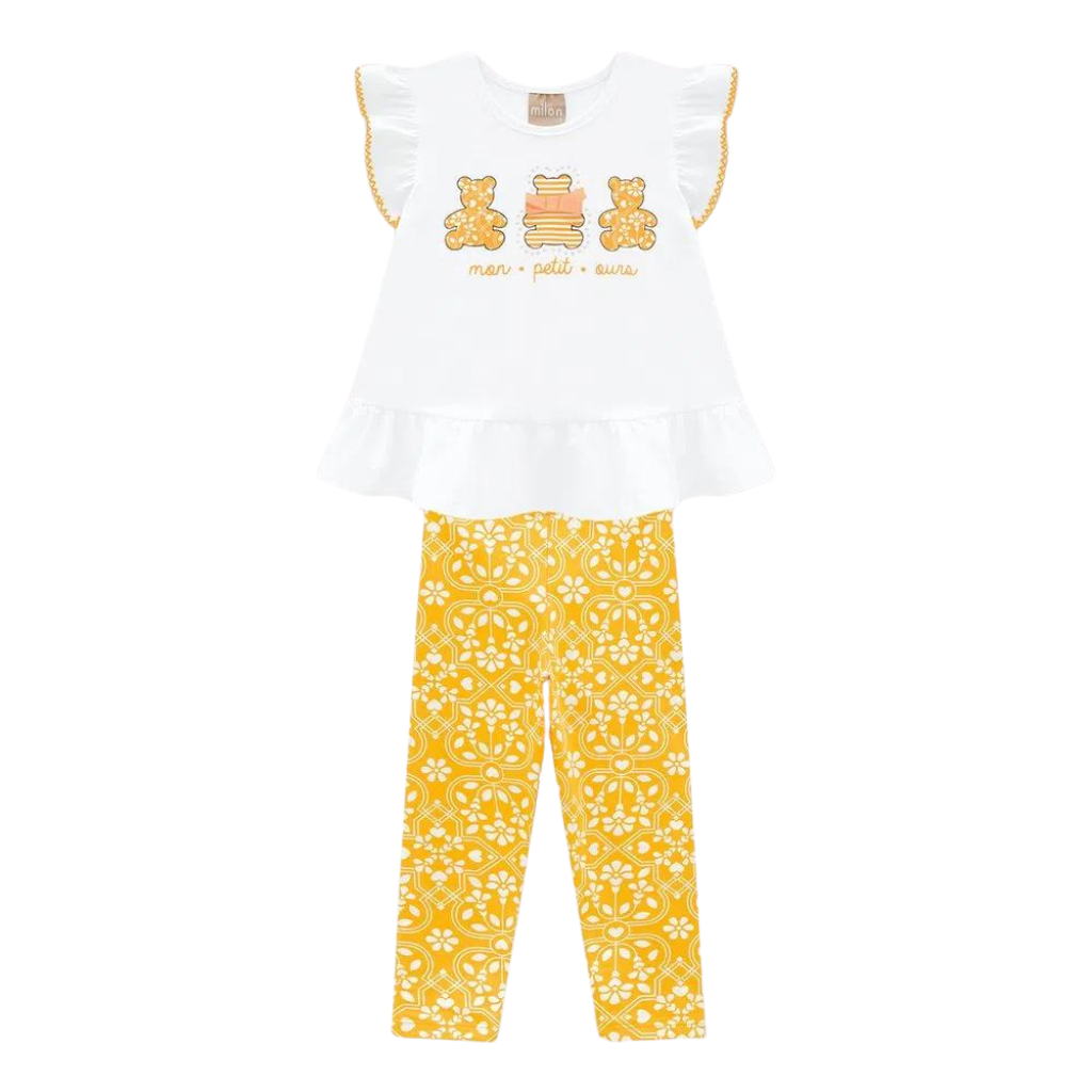 Milon Mon Petit Ours Ruffled Sleeves Shirt and Leggings