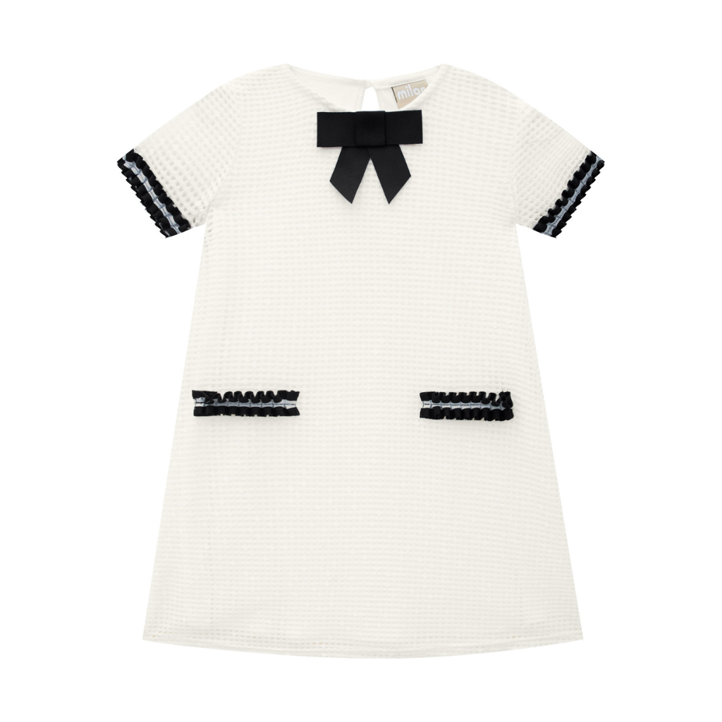 Milon Off White Lined Mesh Dress