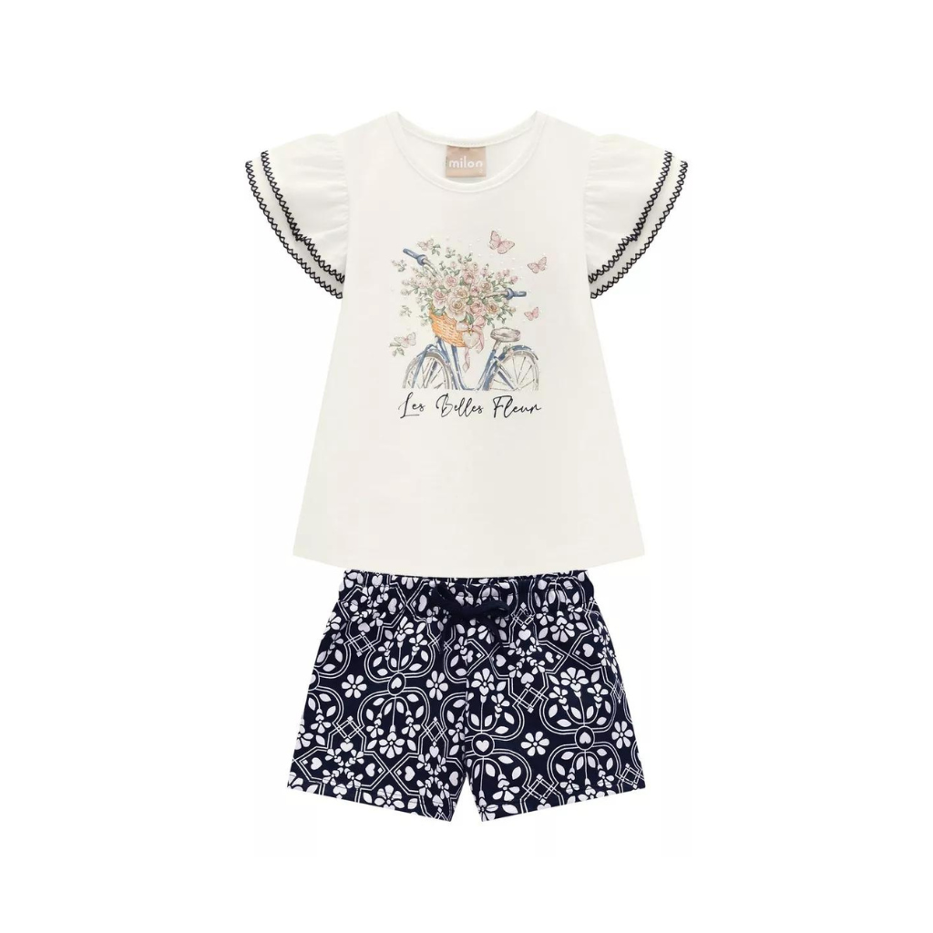 Milon Pretty Flowers Graphic T-Shirt and Cotton Printed Shorts