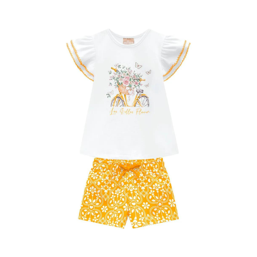 Milon Pretty Flowers Graphic T-Shirt and Cotton Printed Shorts