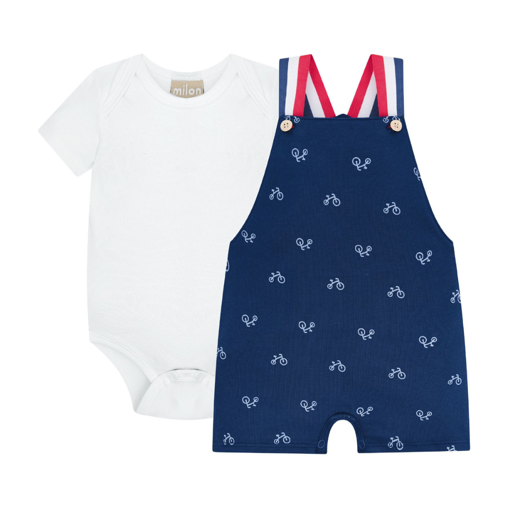 Milon Red White and Blue Bicycle Baby Romper