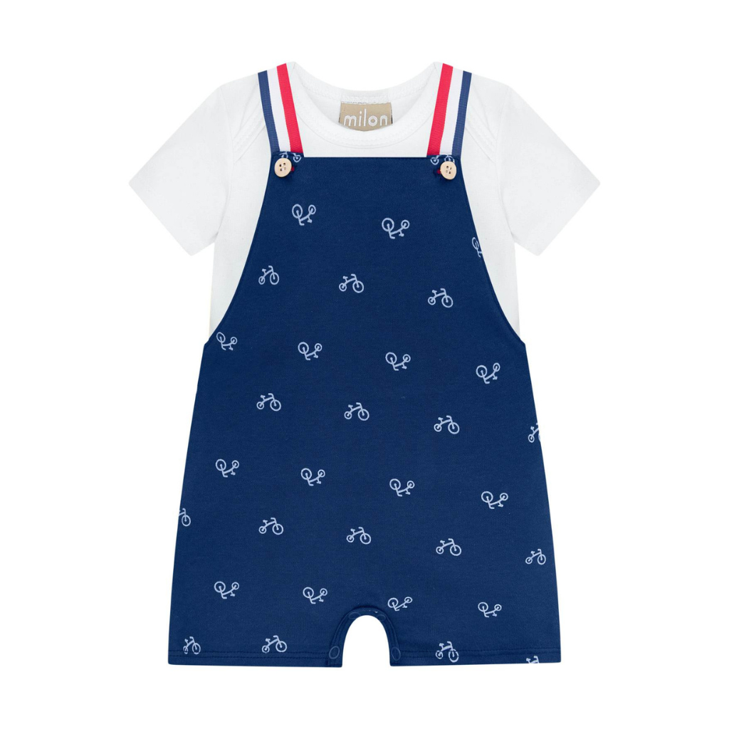 Milon Red White and Blue Bicycle Baby Romper