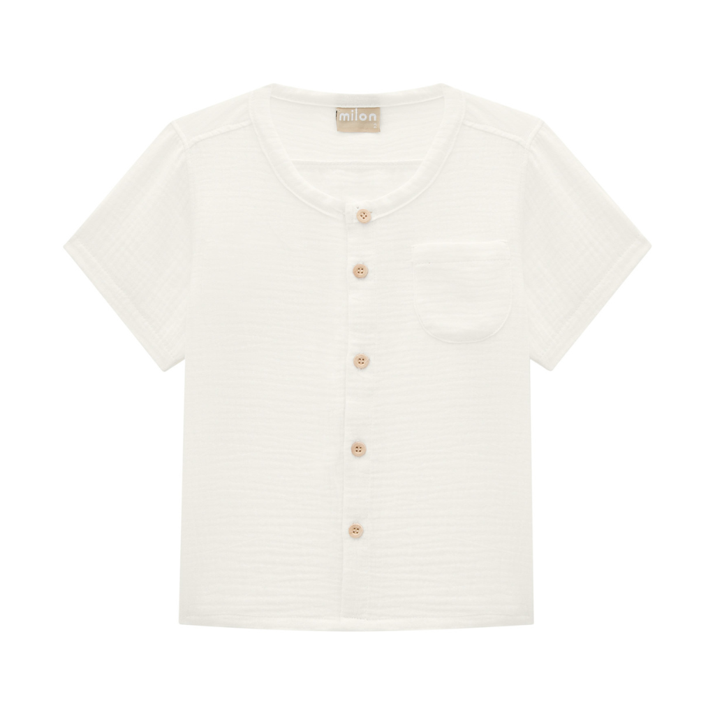 Milon Soft Ribbed Cotton Off-white Button Up Shirt and Bermuda Shorts