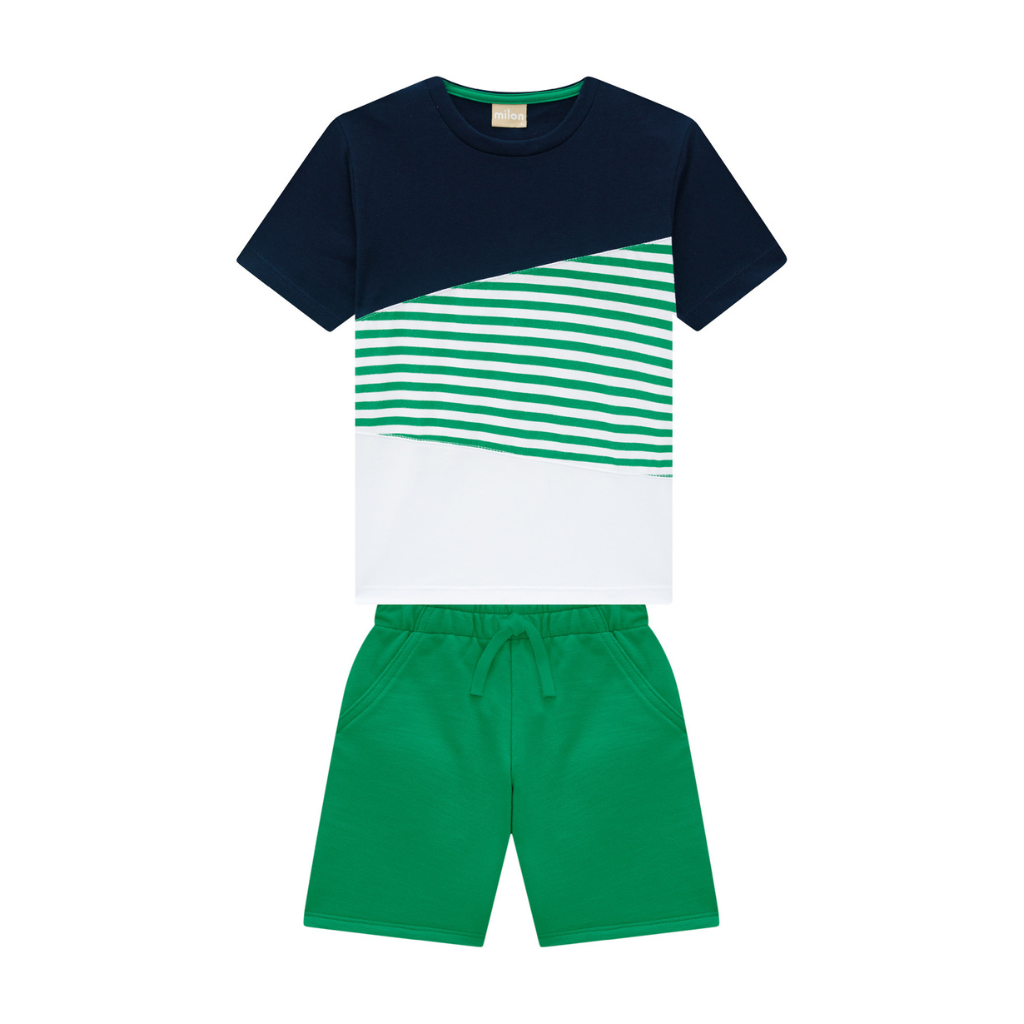 Milon Striped Flagship T-Shirt and Soft Cotton Knitted Shorts