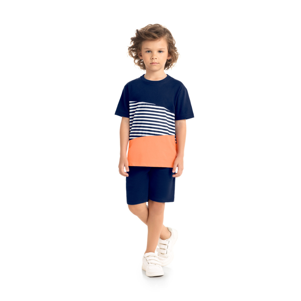 Milon Striped Flagship T-Shirt and Soft Cotton Knitted Shorts