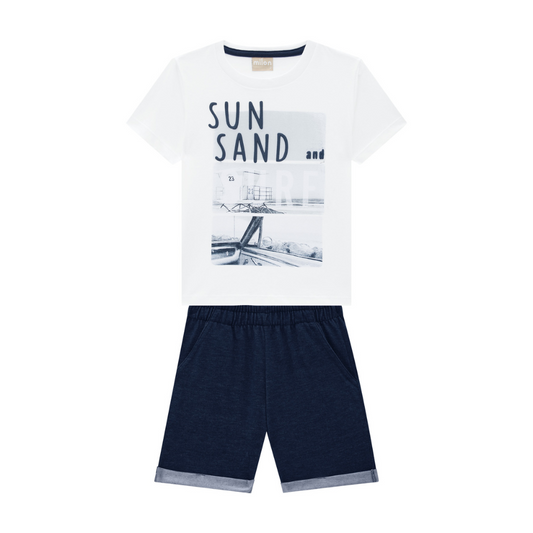 Milon Sun Sand and Surf Graphic T-Shirt and Soft Cotton Shorts