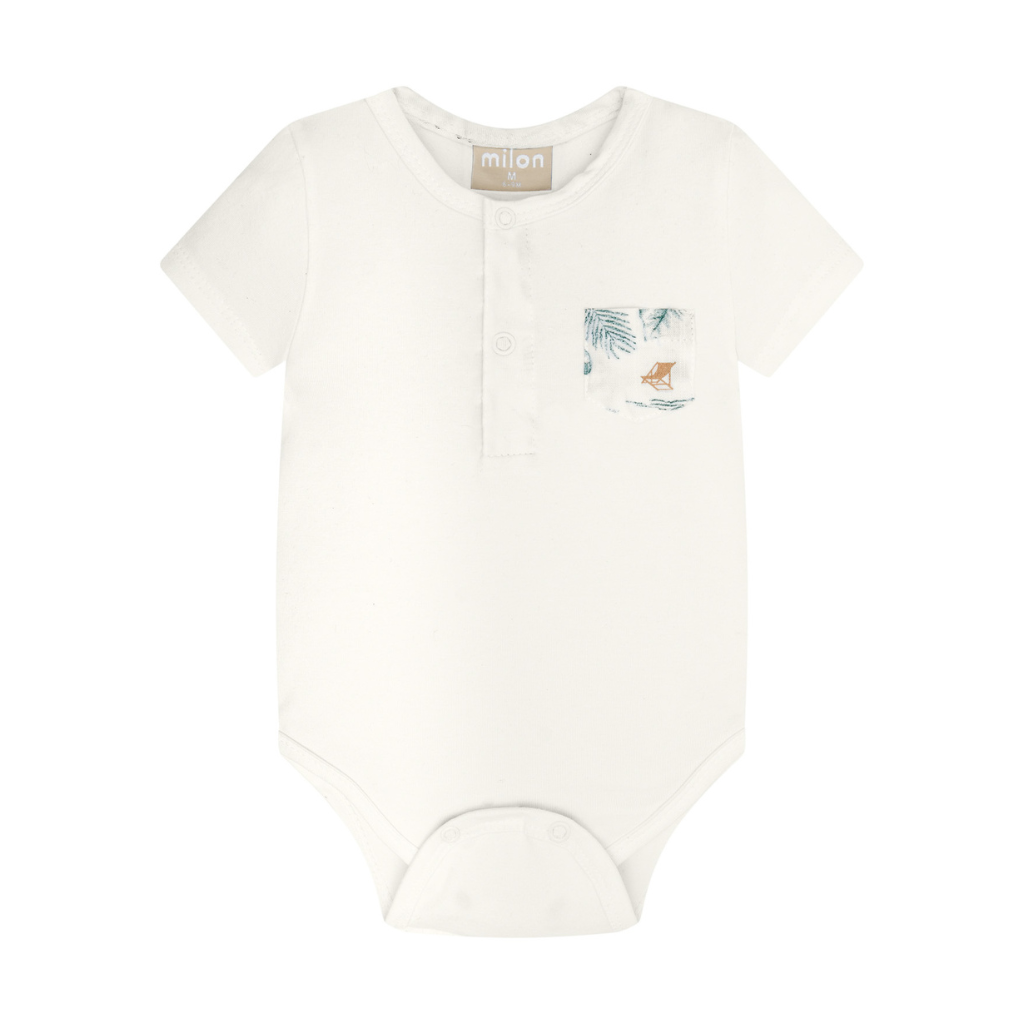 Milon Tropical Breast Pocket Onesie and Linen Shorts