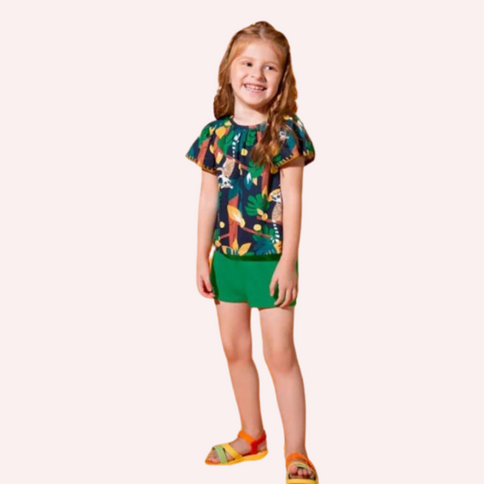 Nanai Girl's Green Jungle Set