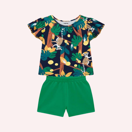 Nanai Girl's Green Jungle Set