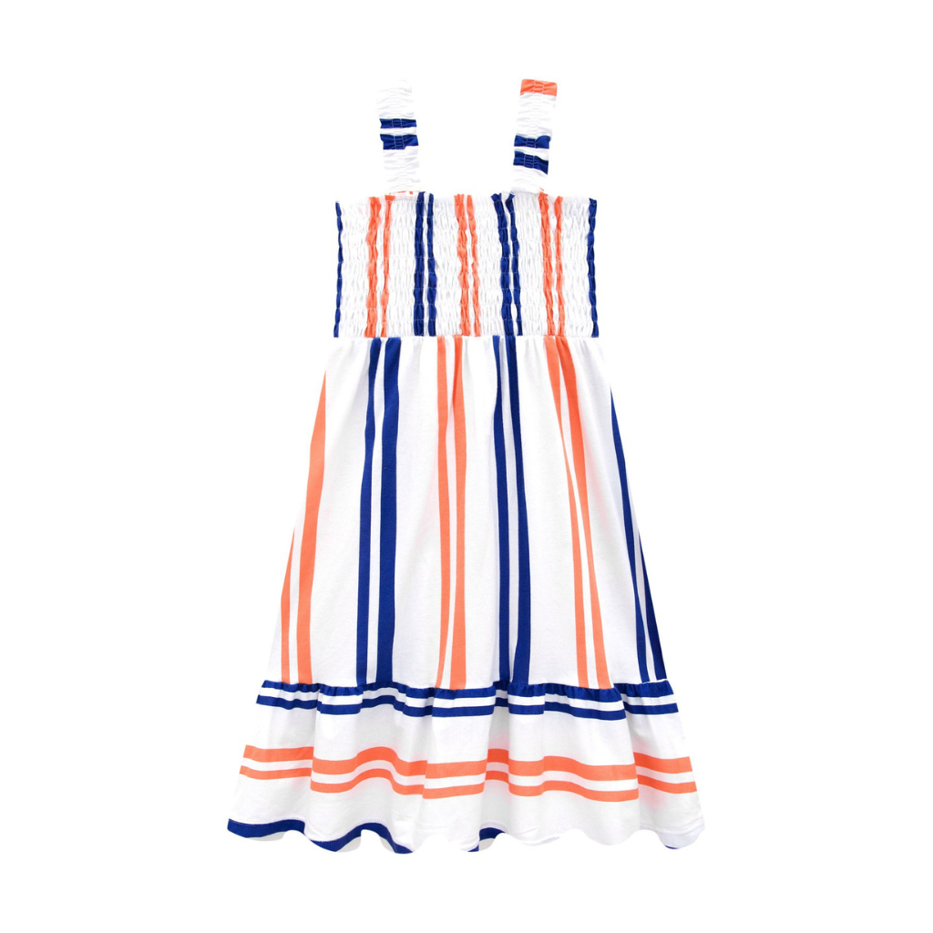 Nanai White Coral and Blue Sleeveless Dress