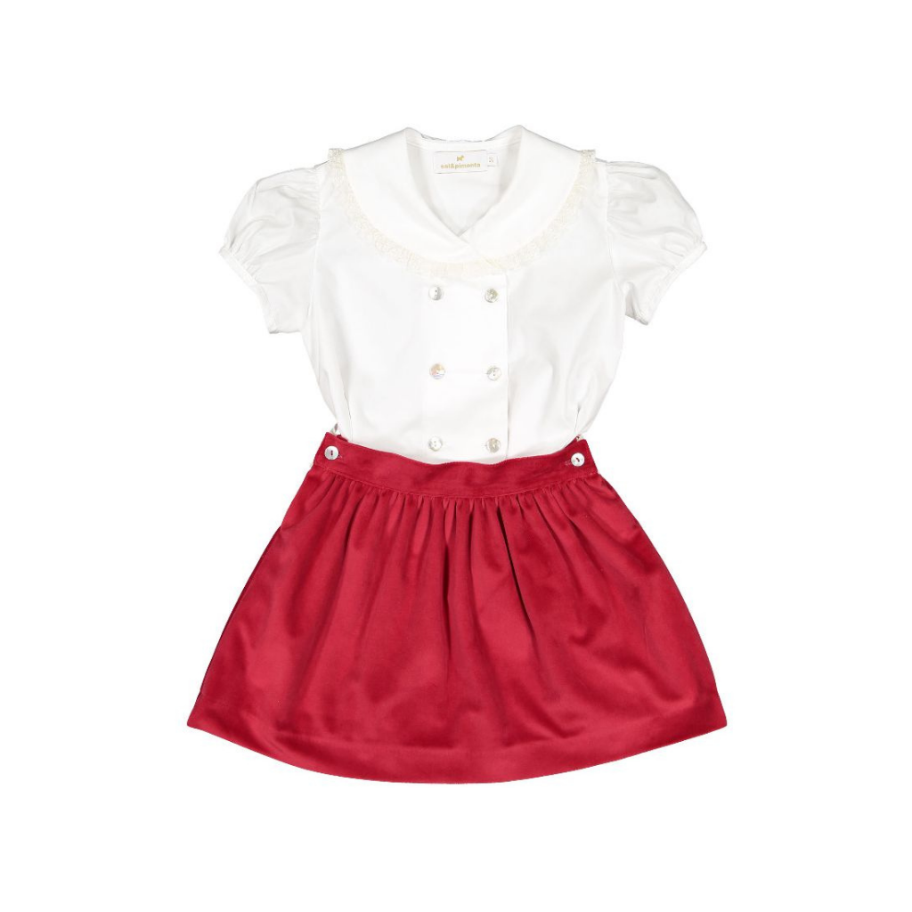 Sal & Pimenta Santa Red Velvet Girl Set