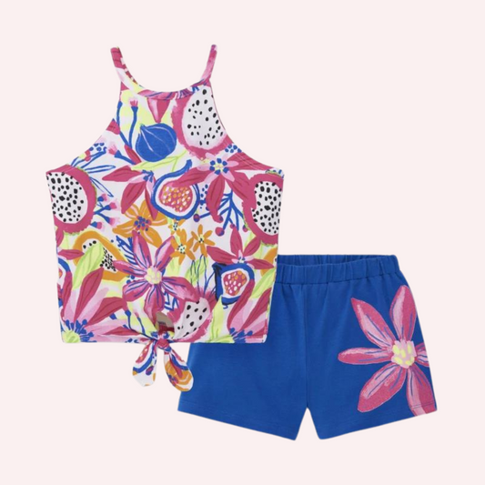 TucTuc Acid Bloom Blue Fuchsia Knit Set