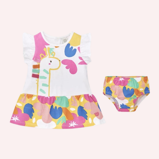 TucTuc Animal Life Pink and White Knit Dress with Briefs