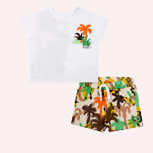 TucTuc Banana Records White Plush Knit Shorts Set