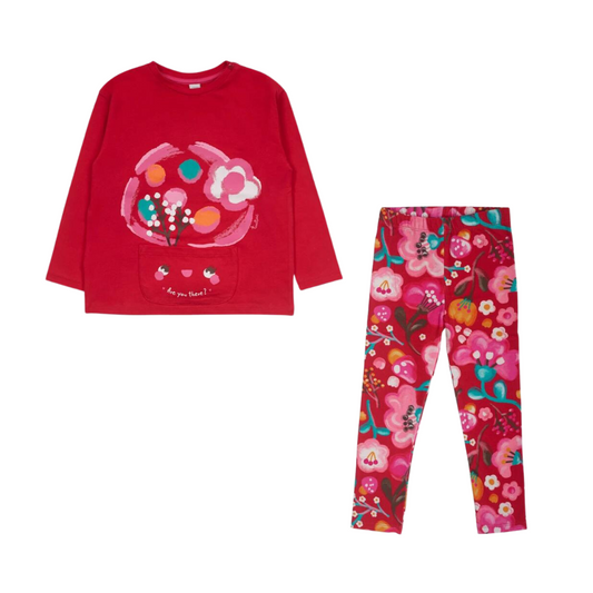 TucTuc Besties Red Knit T-Shirt and Red Plush Leggings