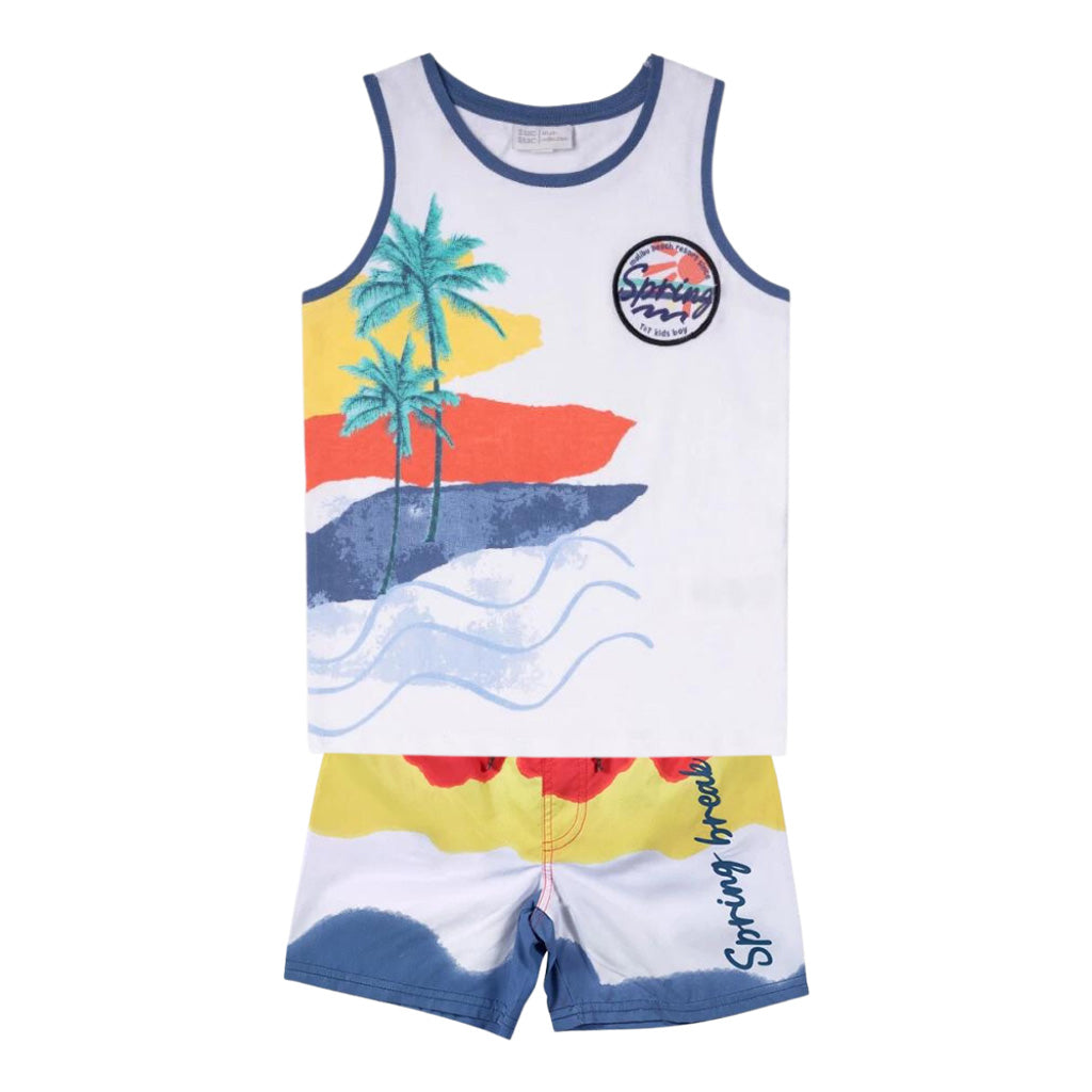 TucTuc Boys Spring Break Sleeveless T-Shirt and Swim Shorts