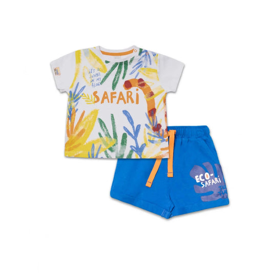 TucTuc Eco-Safari White T-Shirt and Blue Shorts Set