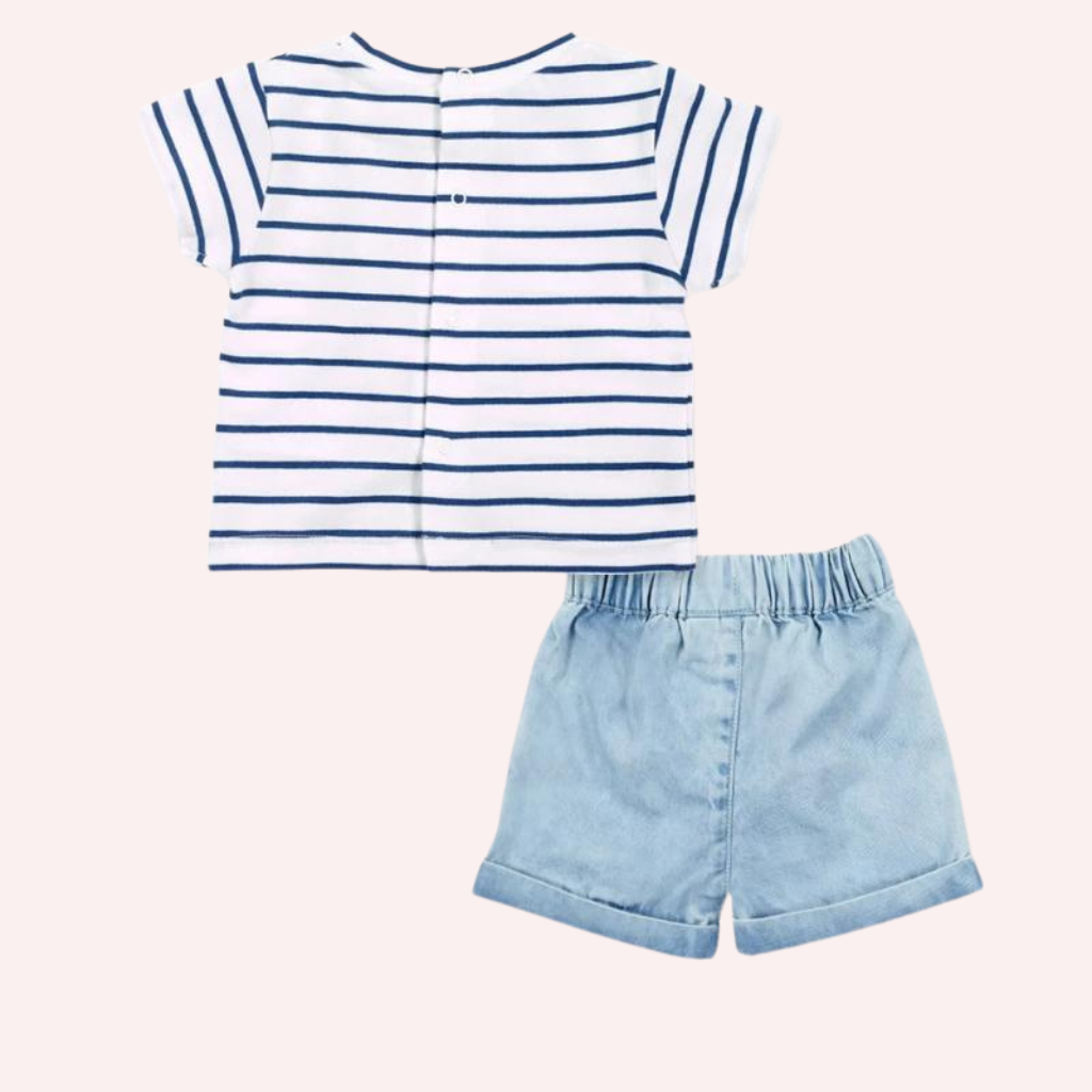 TucTuc Frutti Blue Denim Shorts and Knit T-Shirt Set