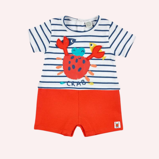 TucTuc Frutti Red and White Knit Baby Romper