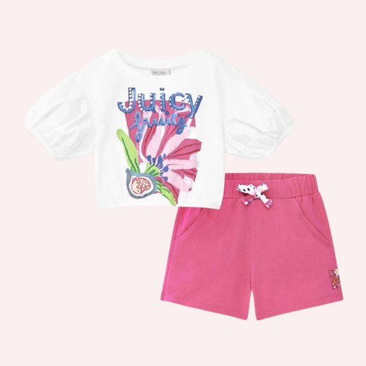 TucTuc Fuchsia White Knit Set