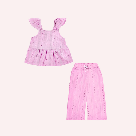 TucTuc NK Carnet De Voyage Pink Knit Top and Pants Set