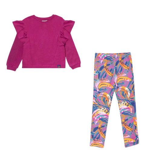 TucTuc NK Full Bloom Long Purple T-Shirt / Knitted Leggings