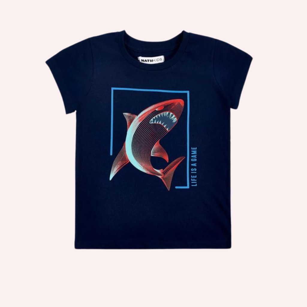 TucTuc NK Game Mode Navy Knit T-Shirt and Blue Swimtrunks