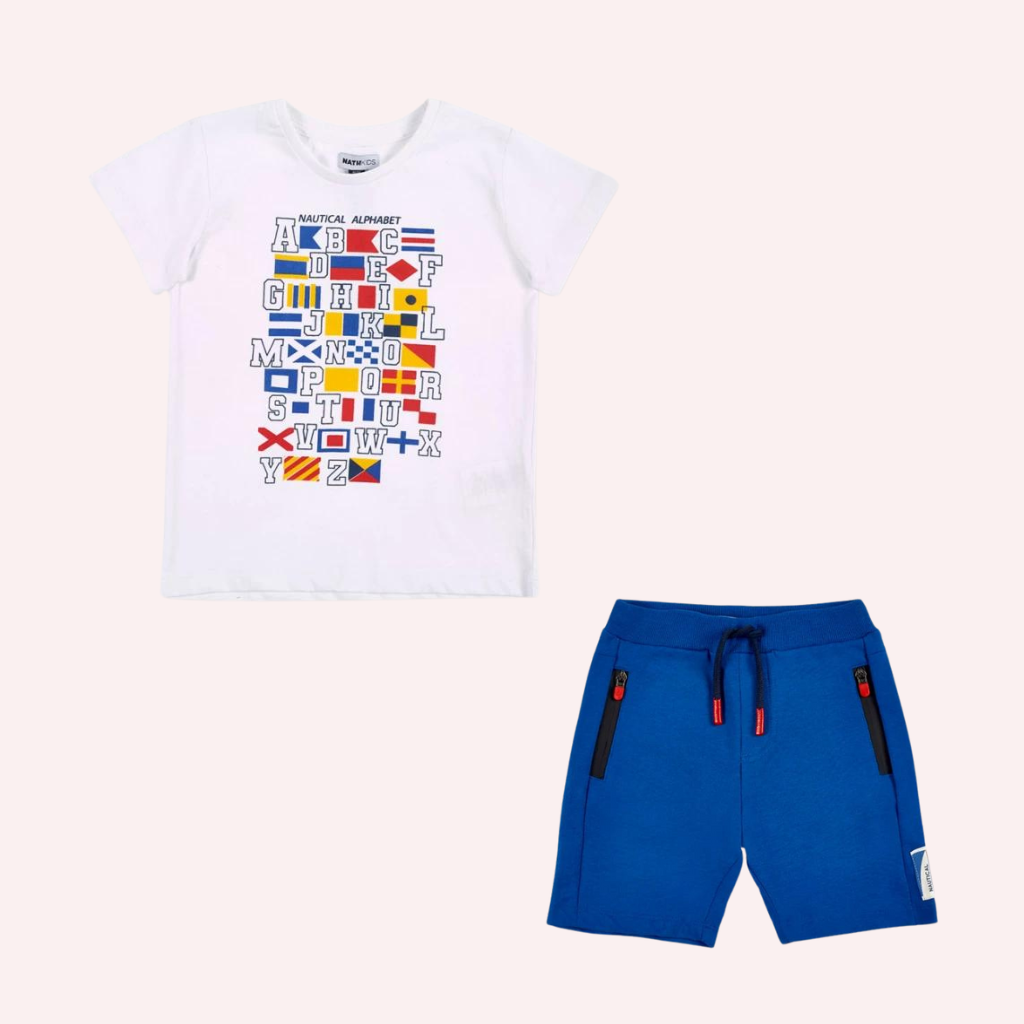 TucTuc NK Kayak Club White Knit T-Shirt and Blue Knit Bermudas