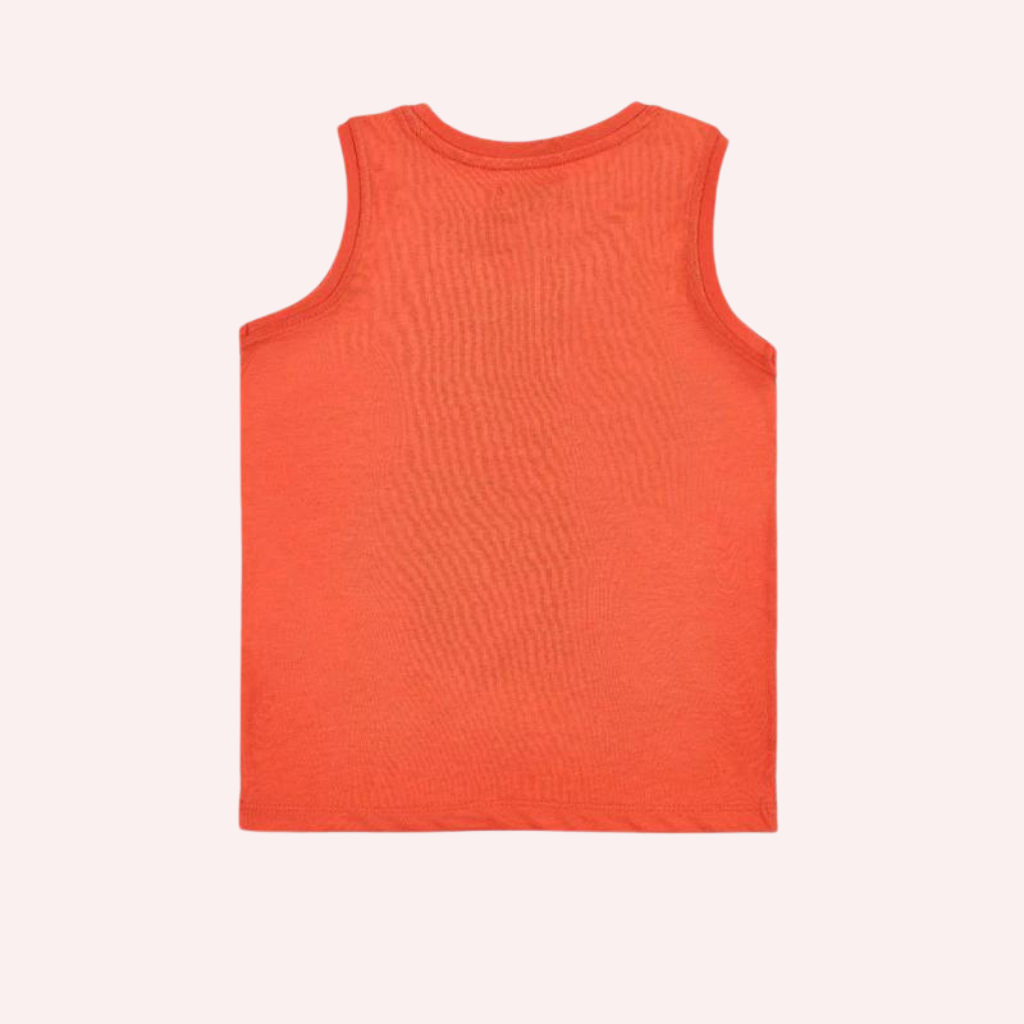 TucTuc NK My Plan To Escape Orange Knit Tank Top and Khaki Bermuda Swimsuit