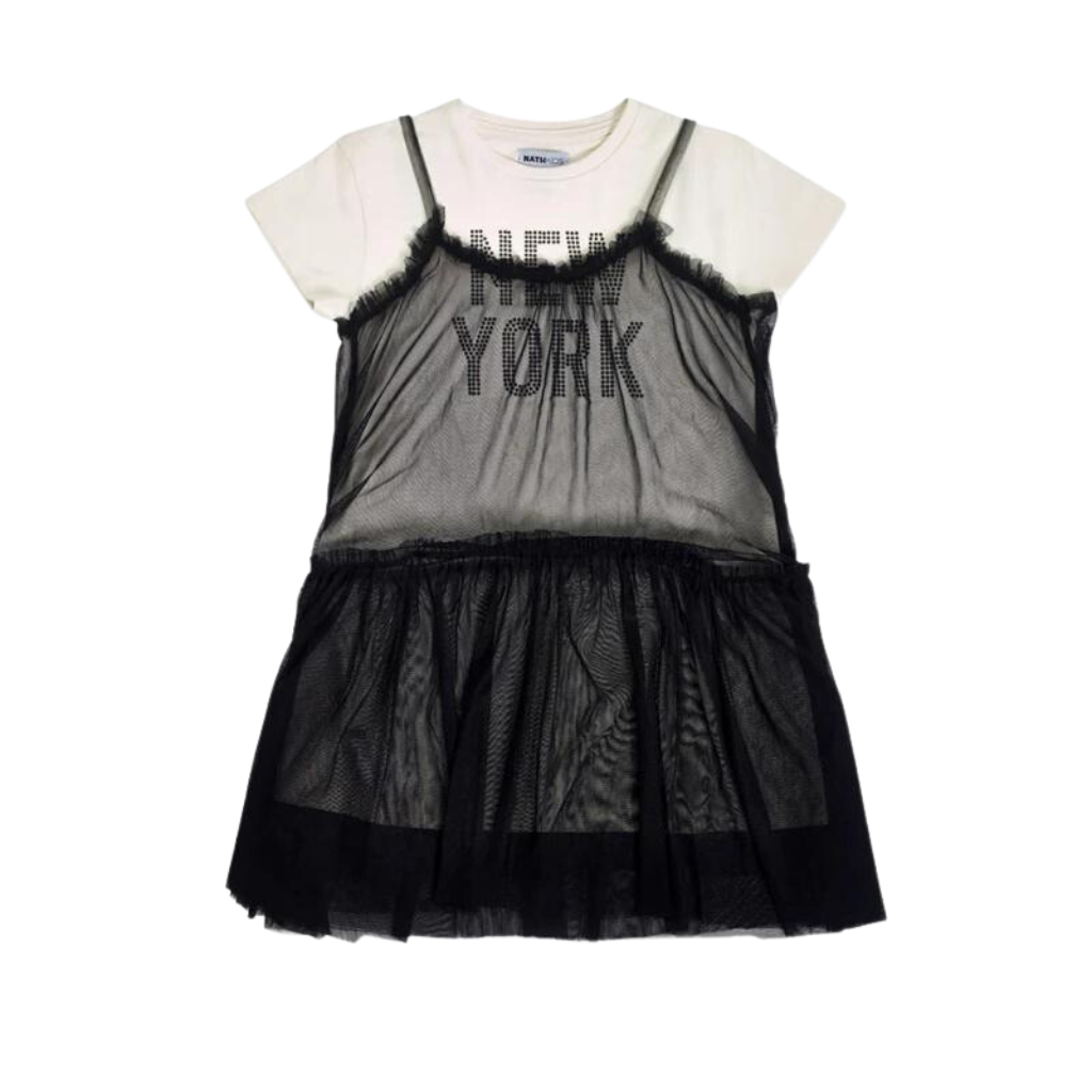 TucTuc NK One Day in NYC Black White Tulle Knit Dress