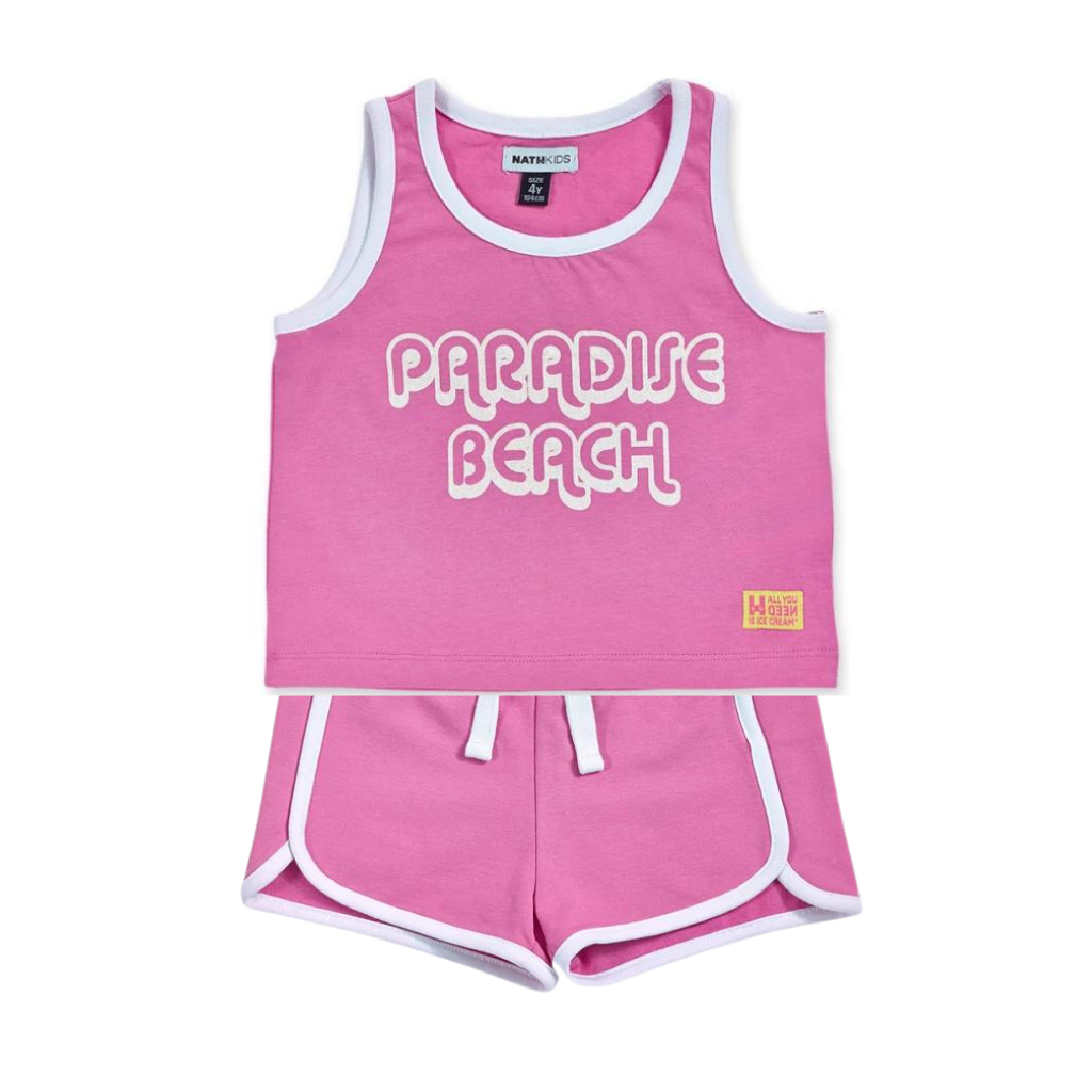 TucTuc NK Paradiso Beach Pink Knit Tank Top and Pink Knit Short