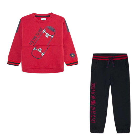 TucTuc NK Ride Set de Sudadera Rojo y Pantalón Negro