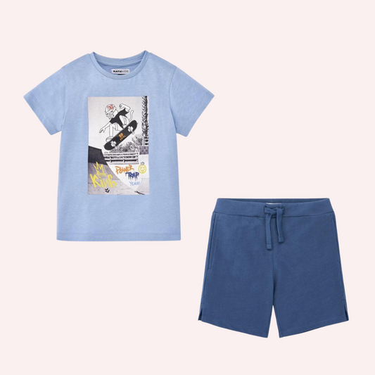 TucTuc NK Skating World Light Blue Knitted T-Shirt and Blue Knit Shorts