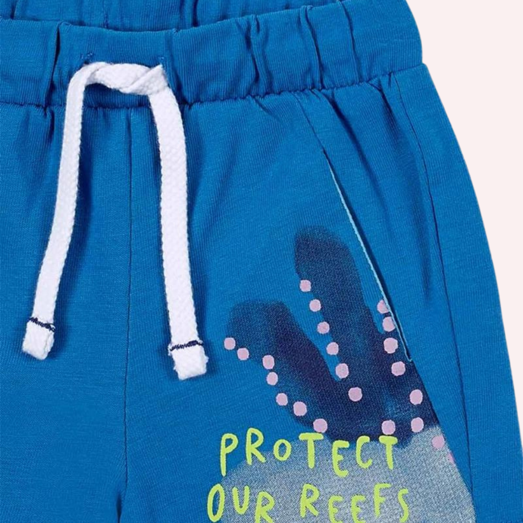 TucTuc Ocean Wonders Blue and White Knit Shorts Set