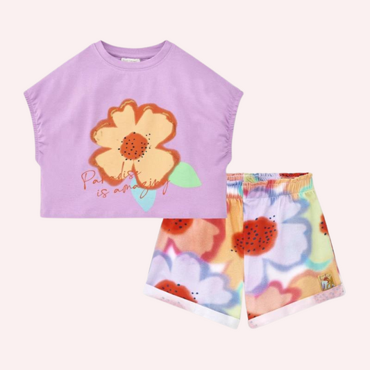 TucTuc Paradise Beach Lilac Knit Shorts Set